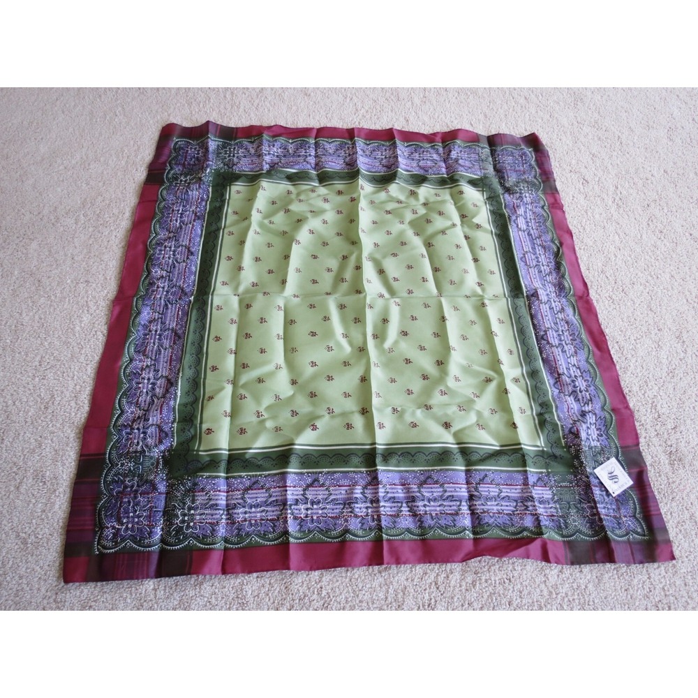 NWT Handdruck Silk Scarf E Sekrya Original Regal Red Caroline Leaf 30x30